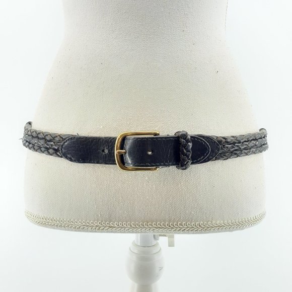 Architech Black Leather Double Rope Belt Gold Tone - Picture 1 of 10